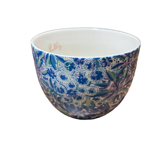 Lilly Pulitzer Blue Floral Coffee Cup Hidden Kitty Cat Print Tea Drinkware - Picture 3 of 9